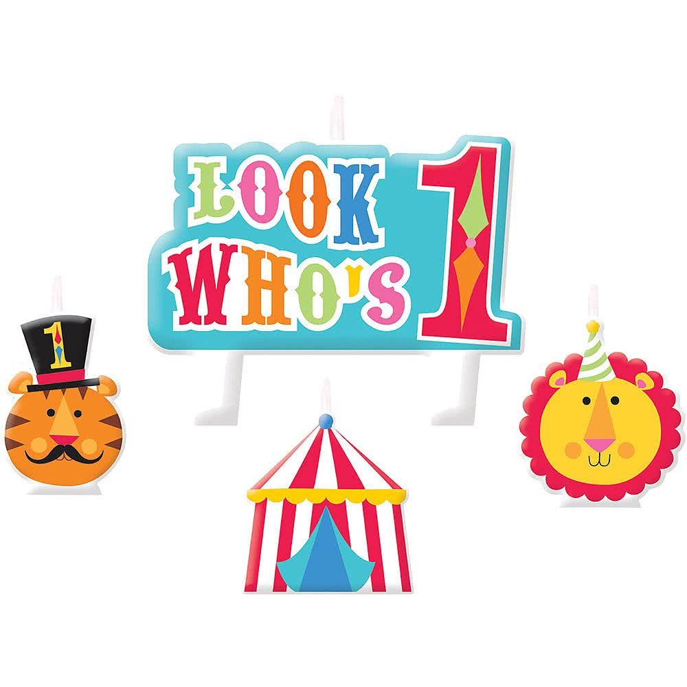 1st Birthday Circus Molded Candles (Set of 4)