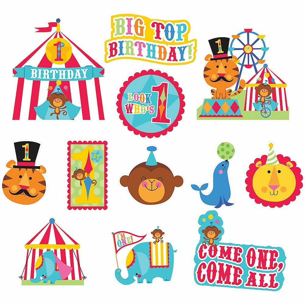 1st Birthday Circus Cutouts (Pack of 12)