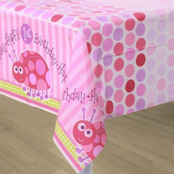First Birthday Ladybug Plastic Tablecloth