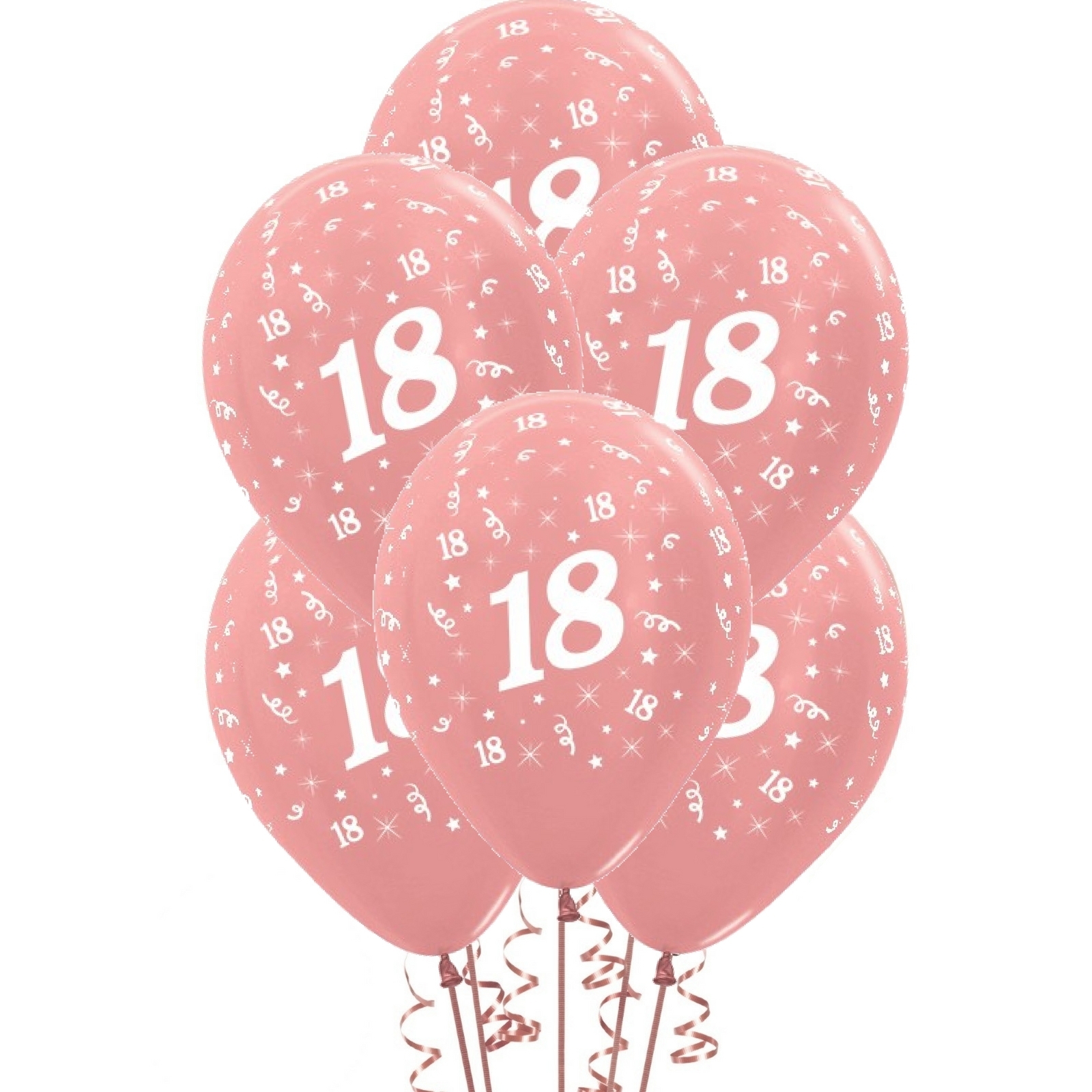 Sempertex All Over 18th Birthday Rose Gold Balloons (Pack of 6)