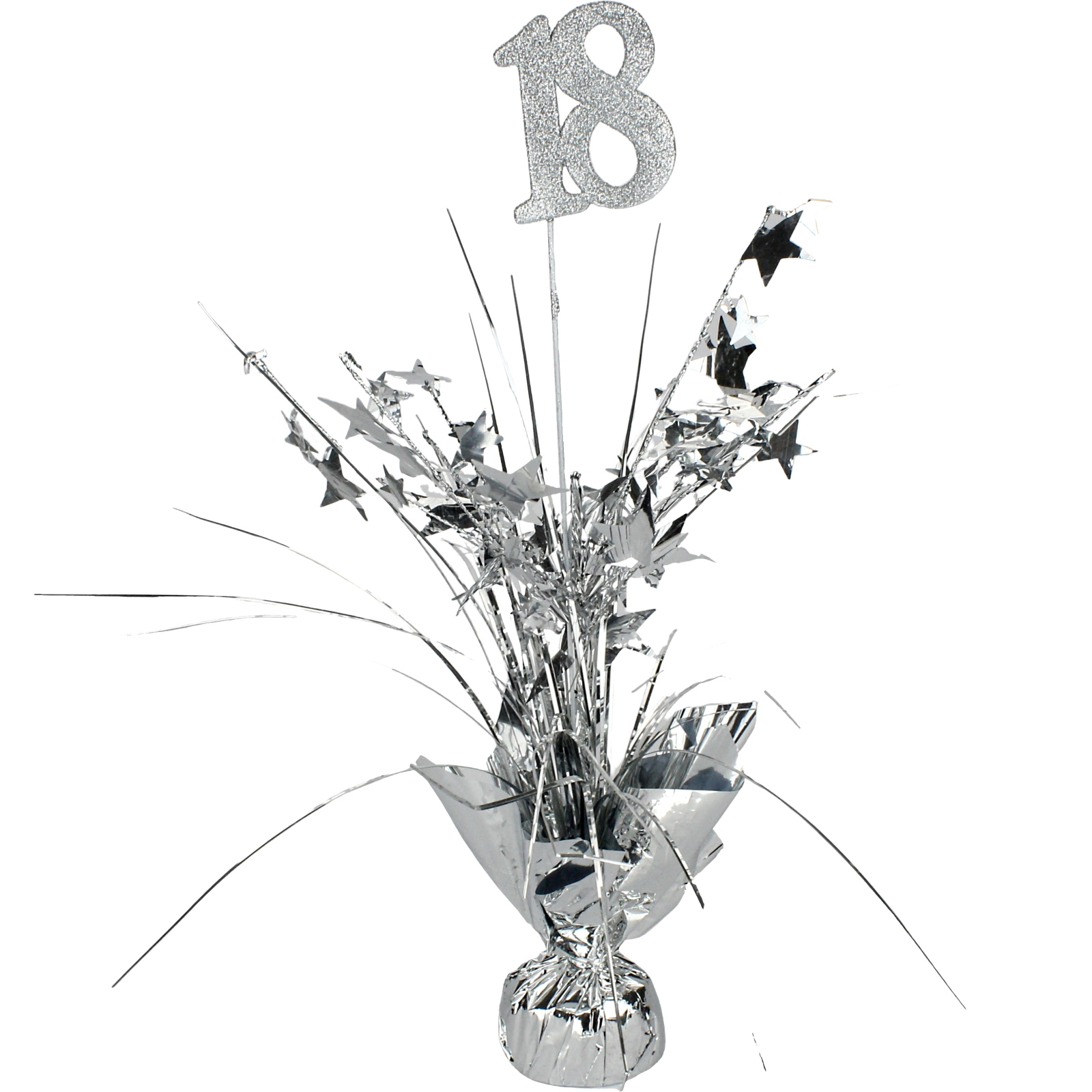 18th Birthday Silver Star Foil Spray Centrepiece