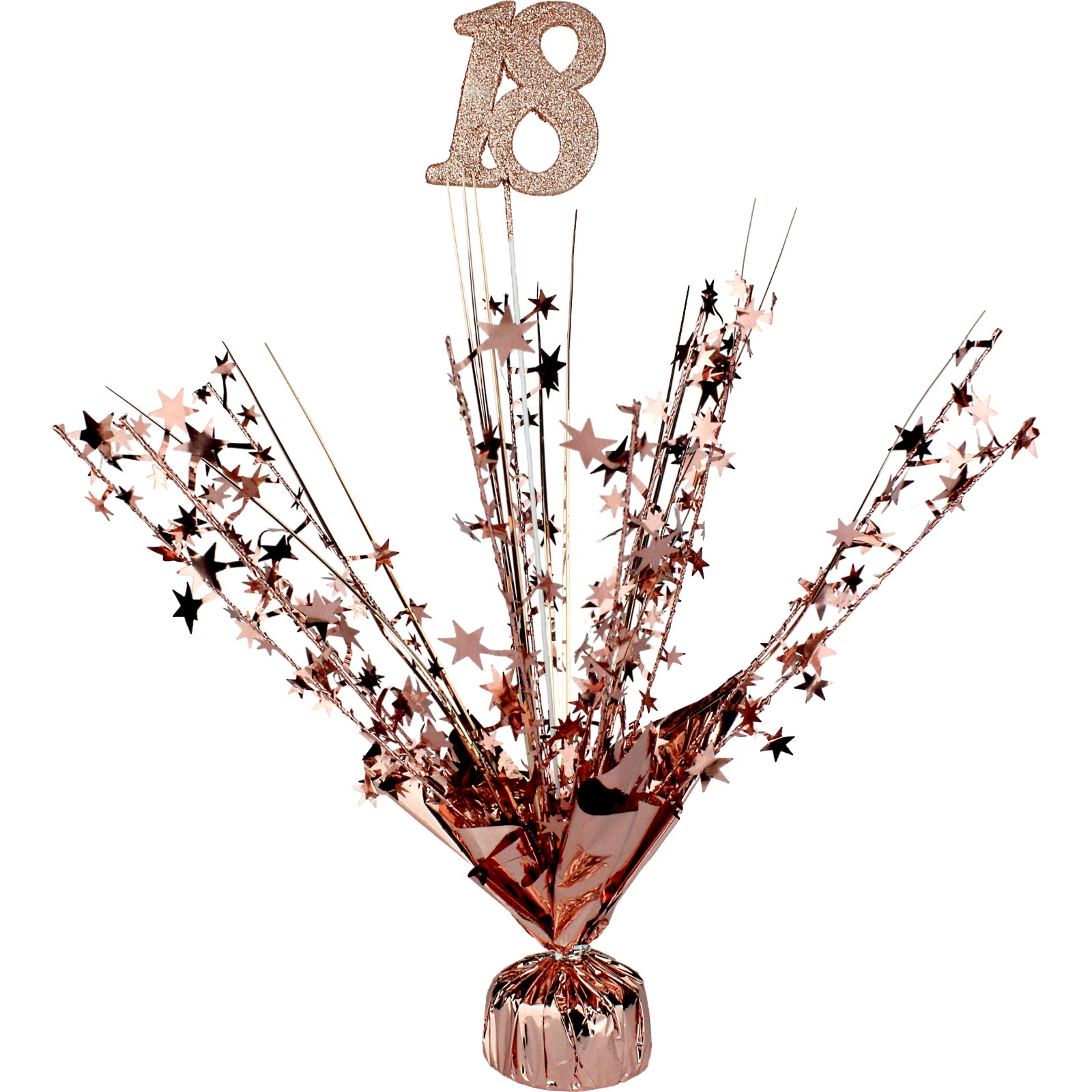 18th Birthday Rose Gold Star Foil Spray Centrepiece