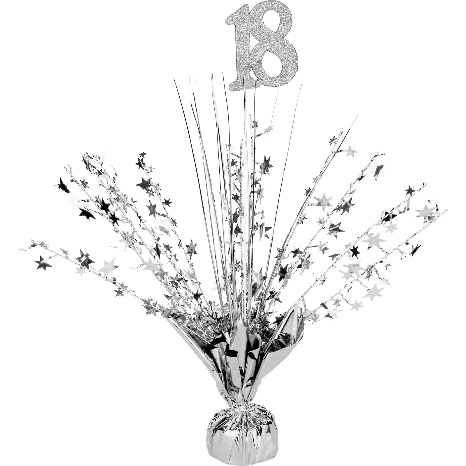 18th Birthday Silver Star Foil Spray Centrepiece