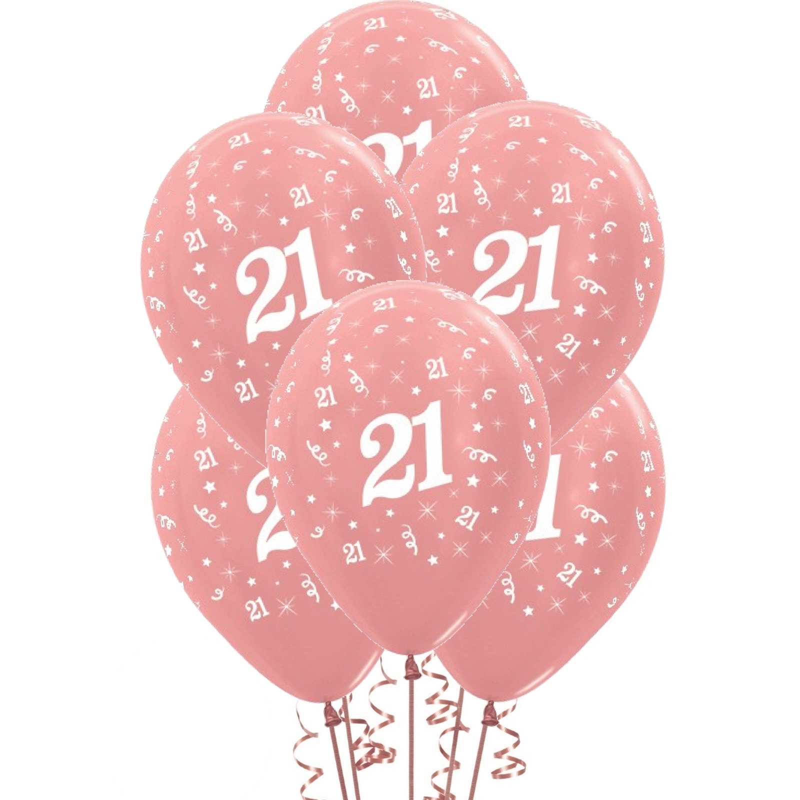 Sempertex All Over 21st Birthday Rose Gold Balloons (Pack of 6)