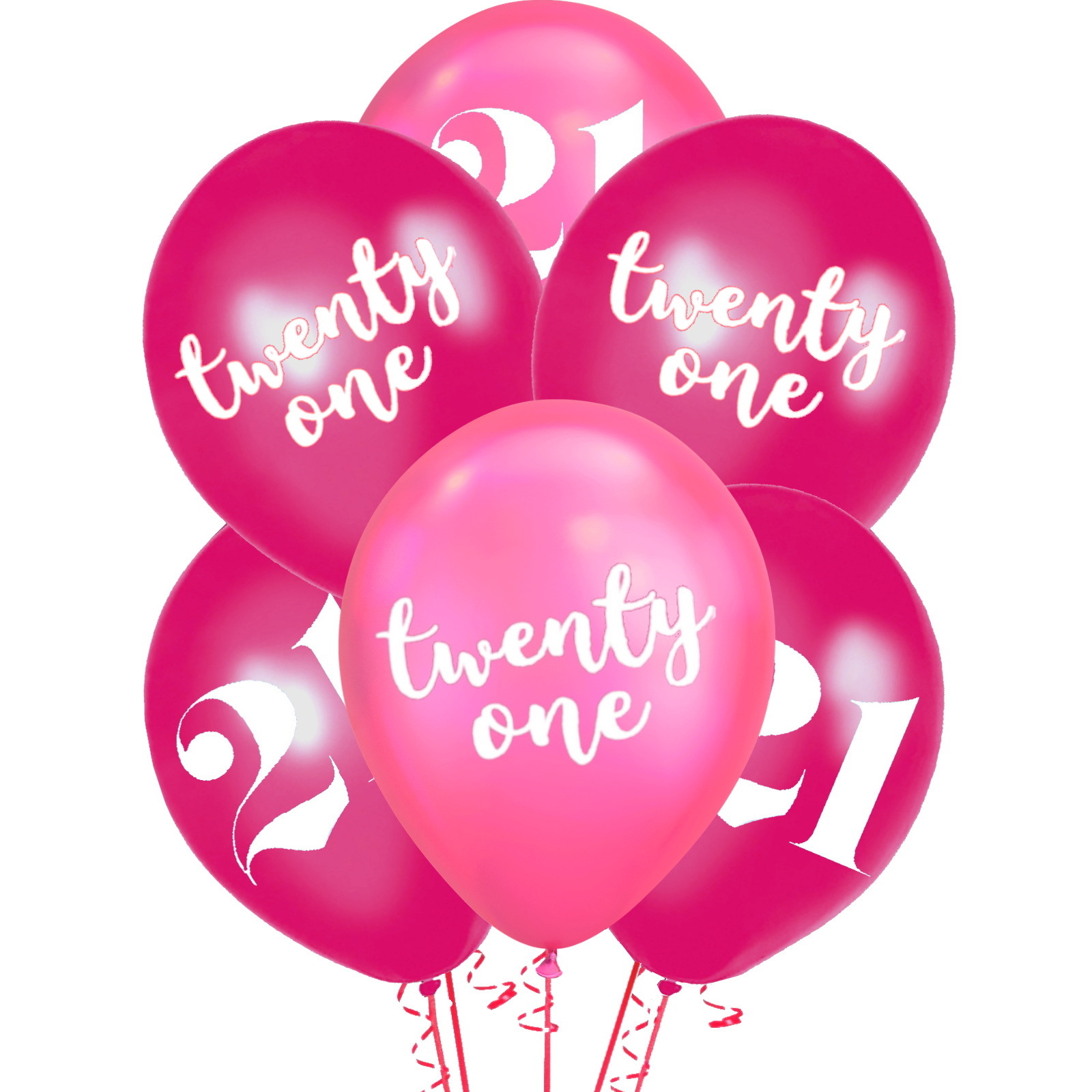 21st Birthday Shimmer Pink Mix Balloons (Pack of 6)