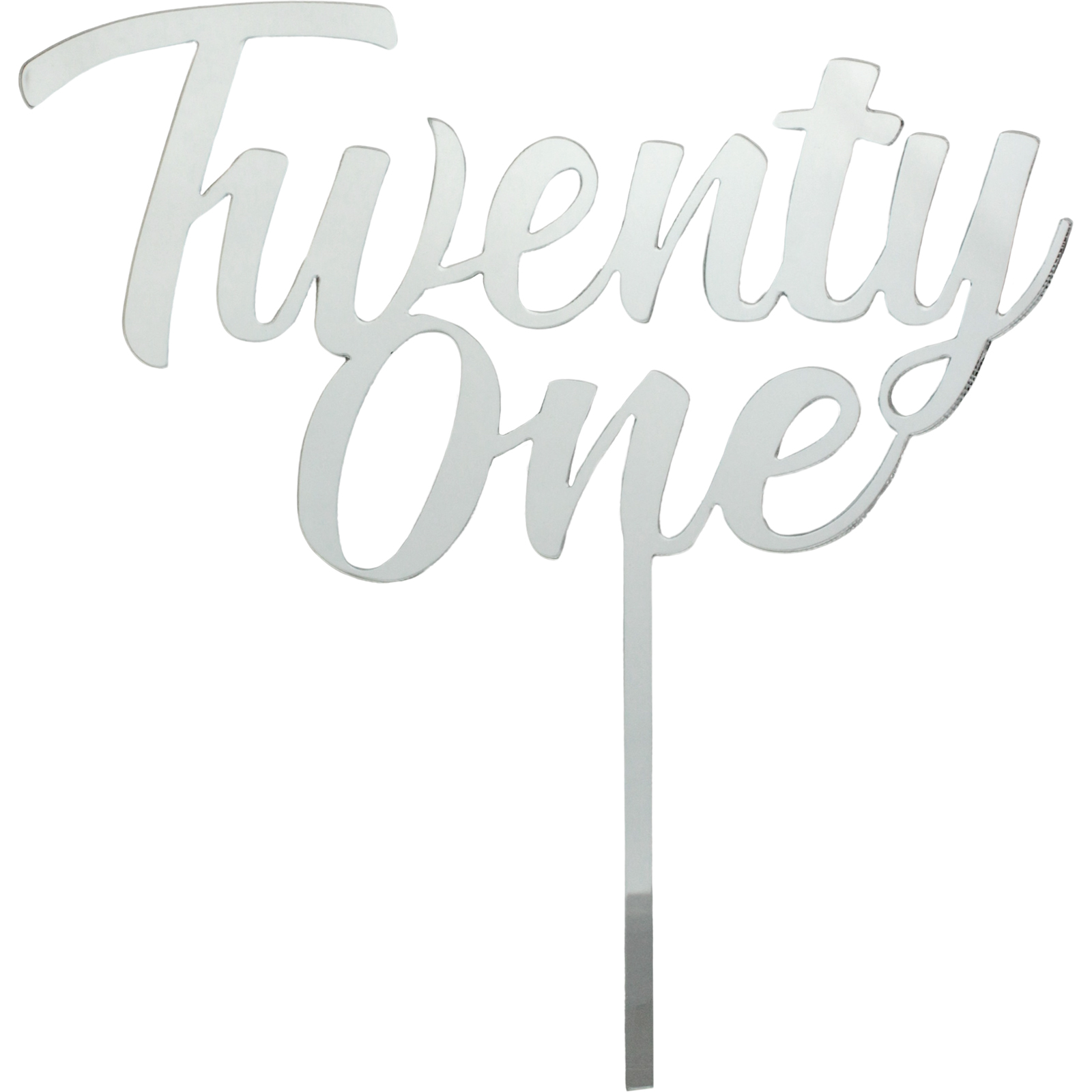 Twenty One Silver Acrylic Cake Topper