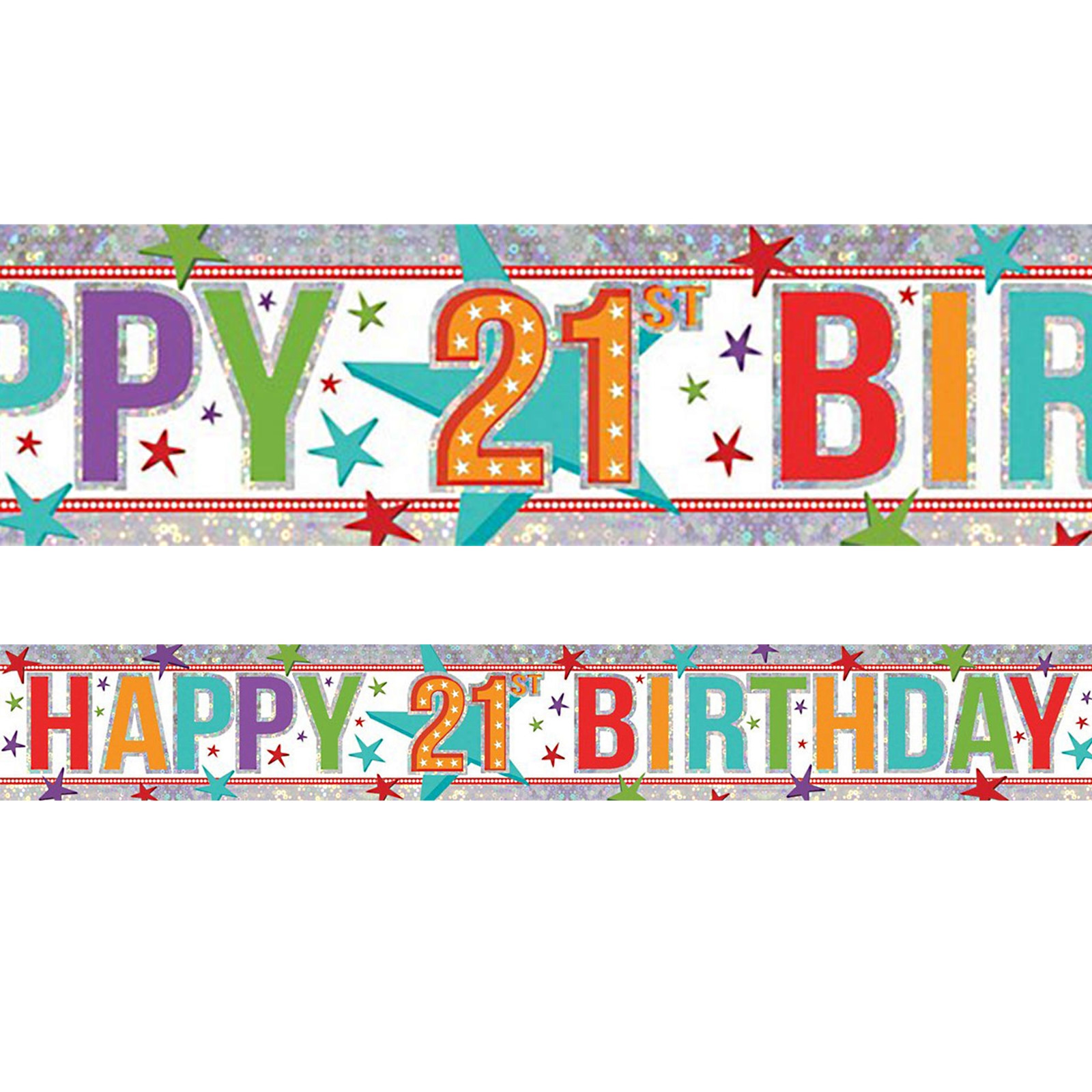 Holographic Happy 21st Birthday Banner