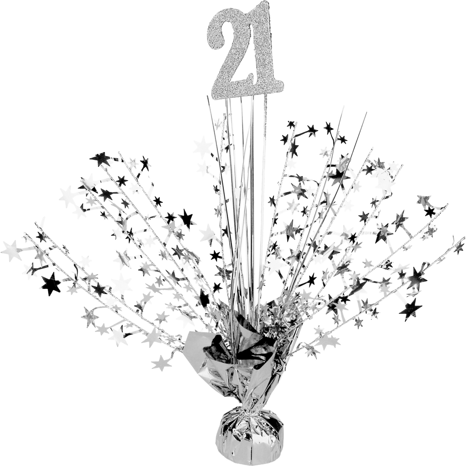 21st Birthday Silver Foil Spray Centrepiece 