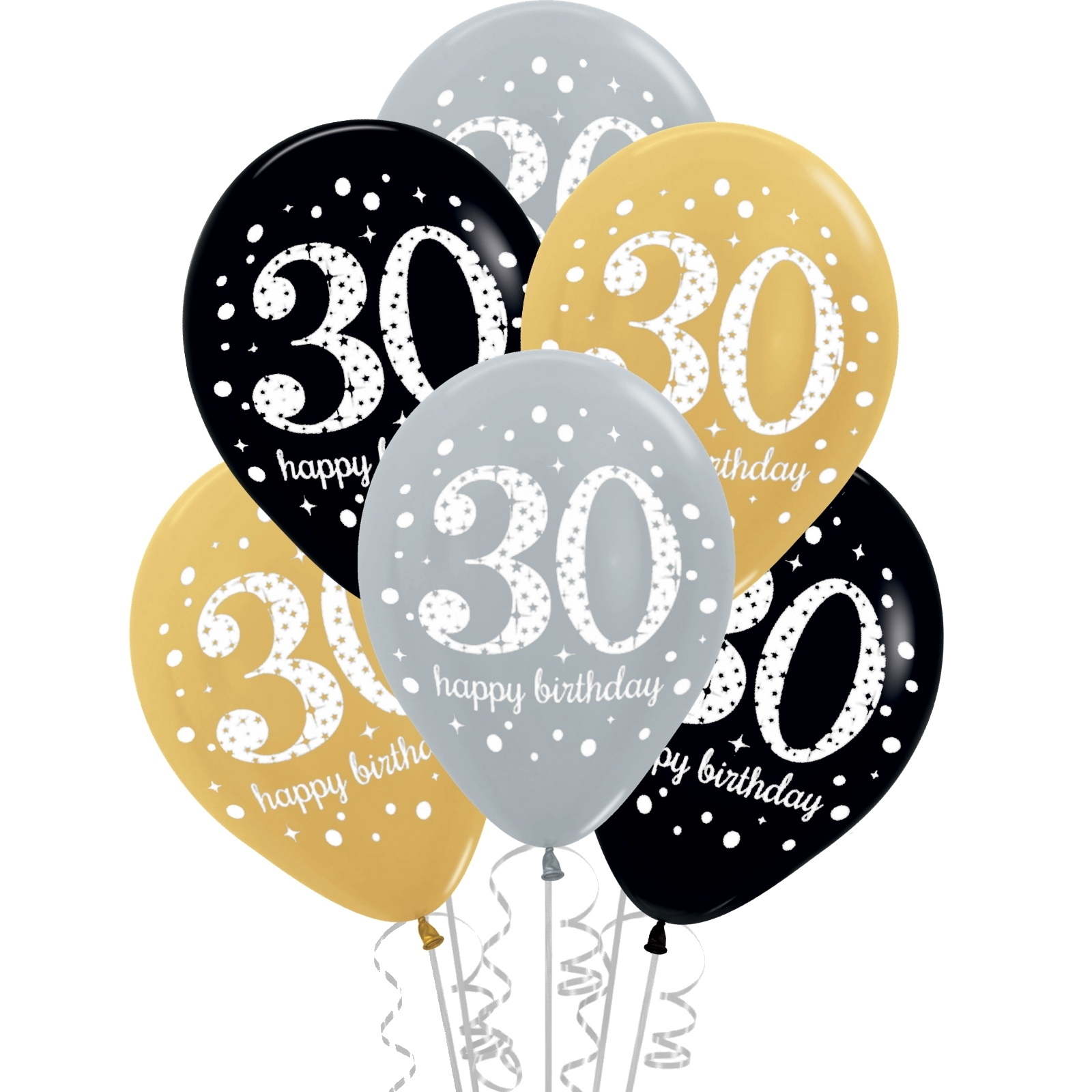 Sparkling Celebration 30th Birthday Balloons (Pack of 6)