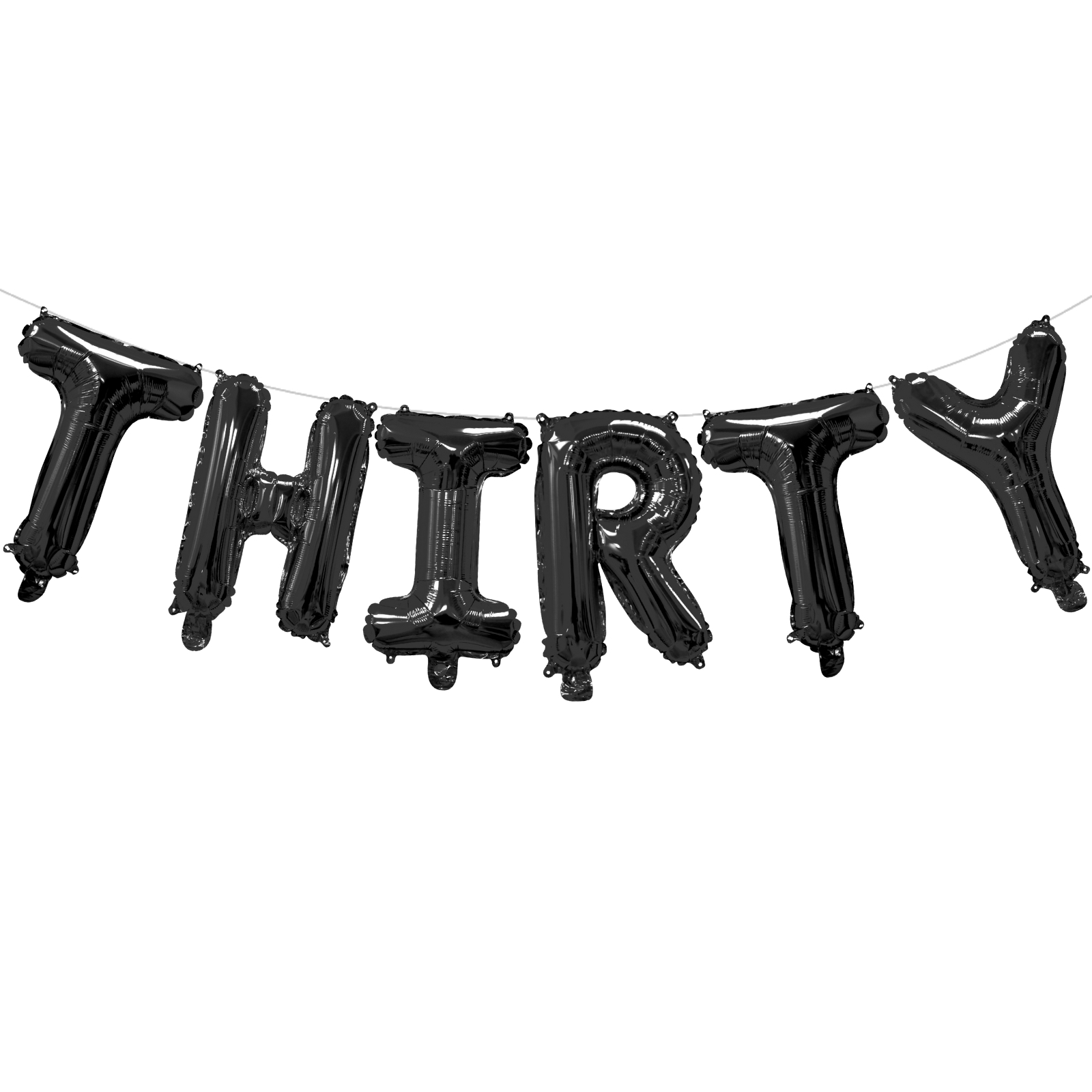 Black 30th Birthday Foil Balloon Letter Pack (Air Fill)