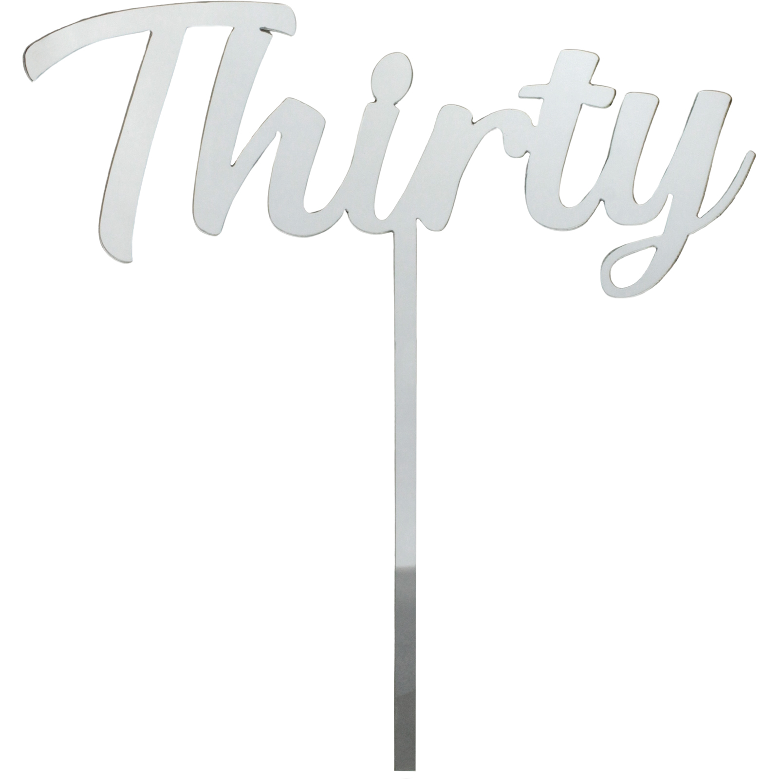 Thirty Silver Acrylic Cake Topper