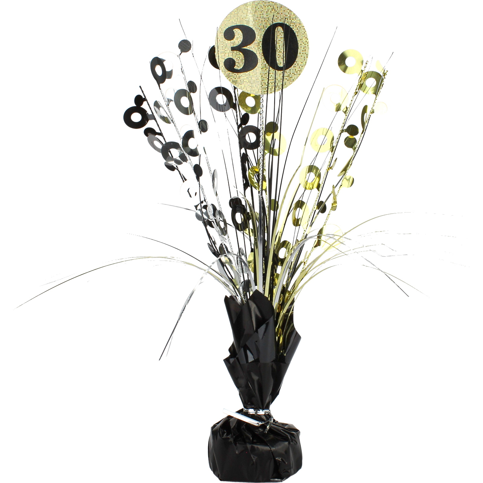 Prismatic Black and Gold 30th Birthday Spray Centrepiece
