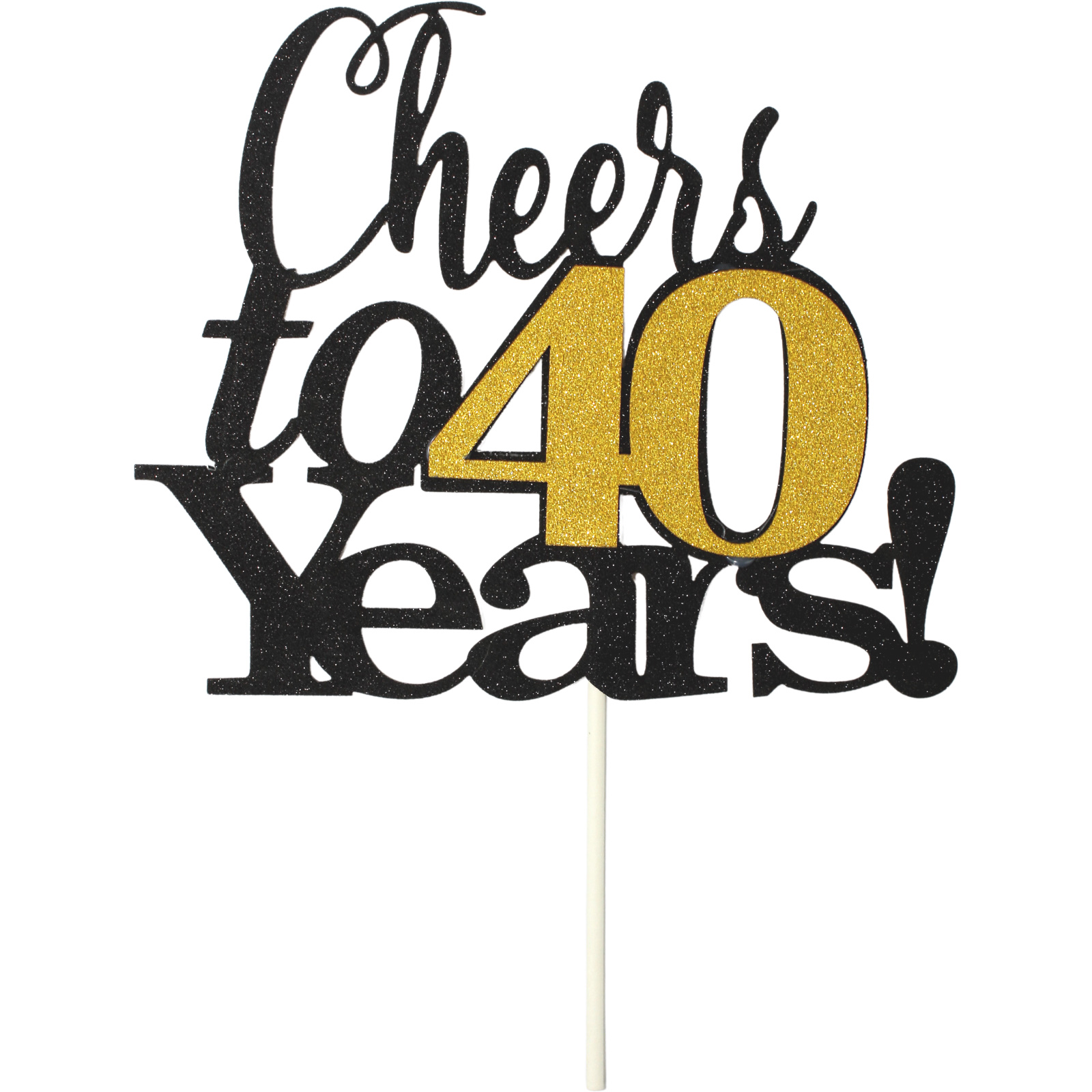 Cheers To 40 Years Gold & Black Paper Cake Topper