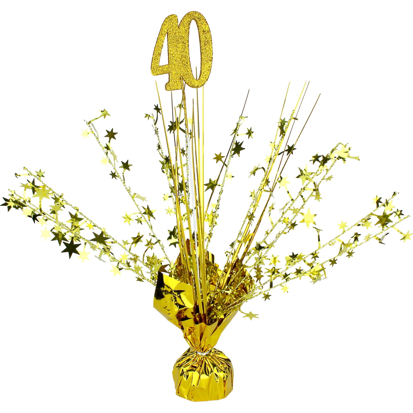 40th Birthday Gold Star Foil Spray Centrepiece