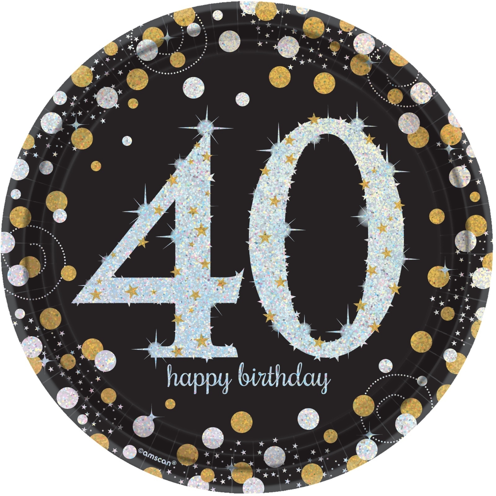 Sparkling Celebration 40th Birthday Large Paper Plates (Pack of 8)