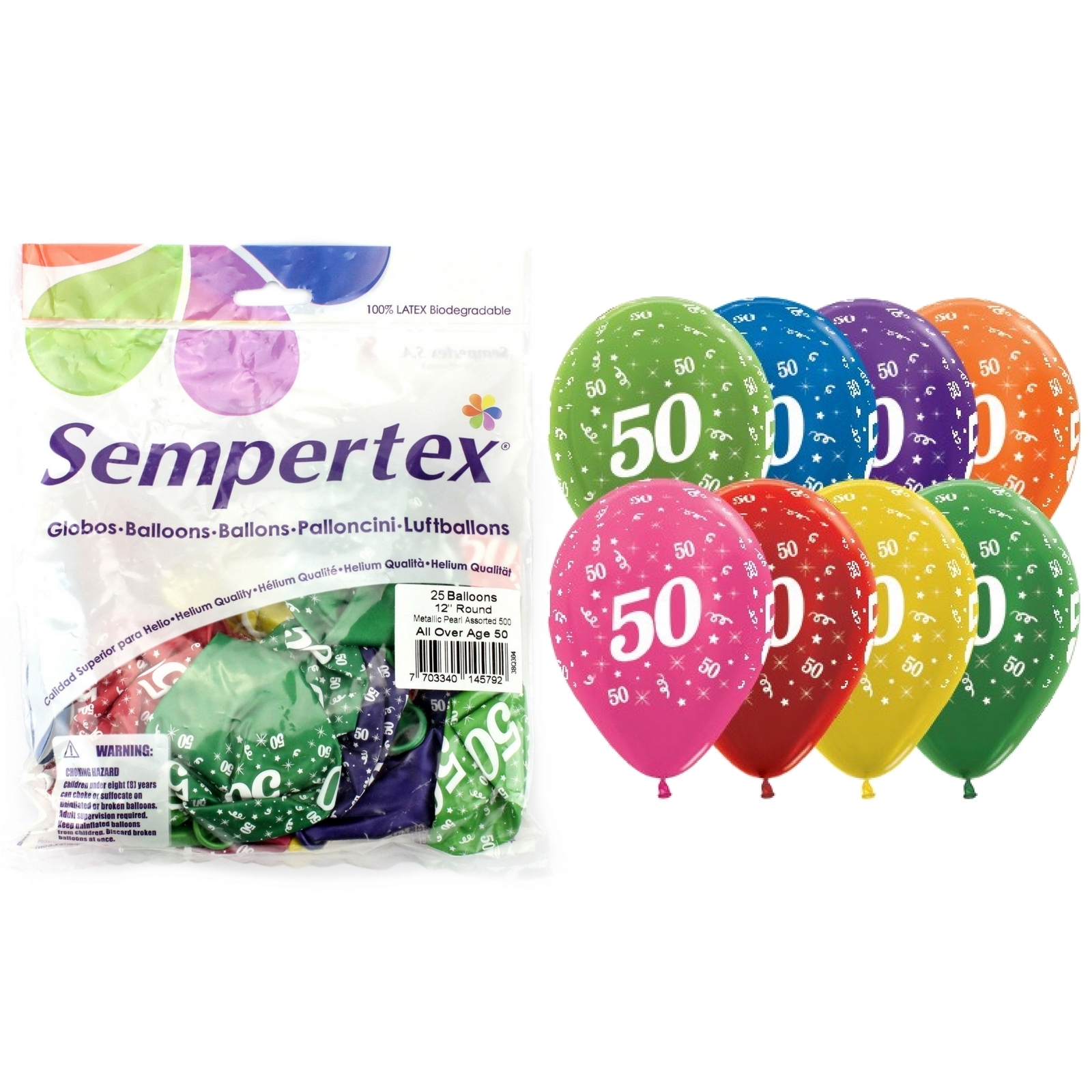 Sempertex All Over 50th Birthday Assorted Balloons (Pack of 25)
