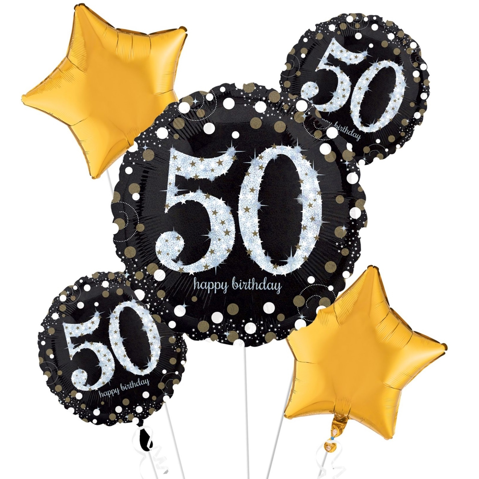 Sparkling Celebration 50th Birthday Helium Balloon Bouquet