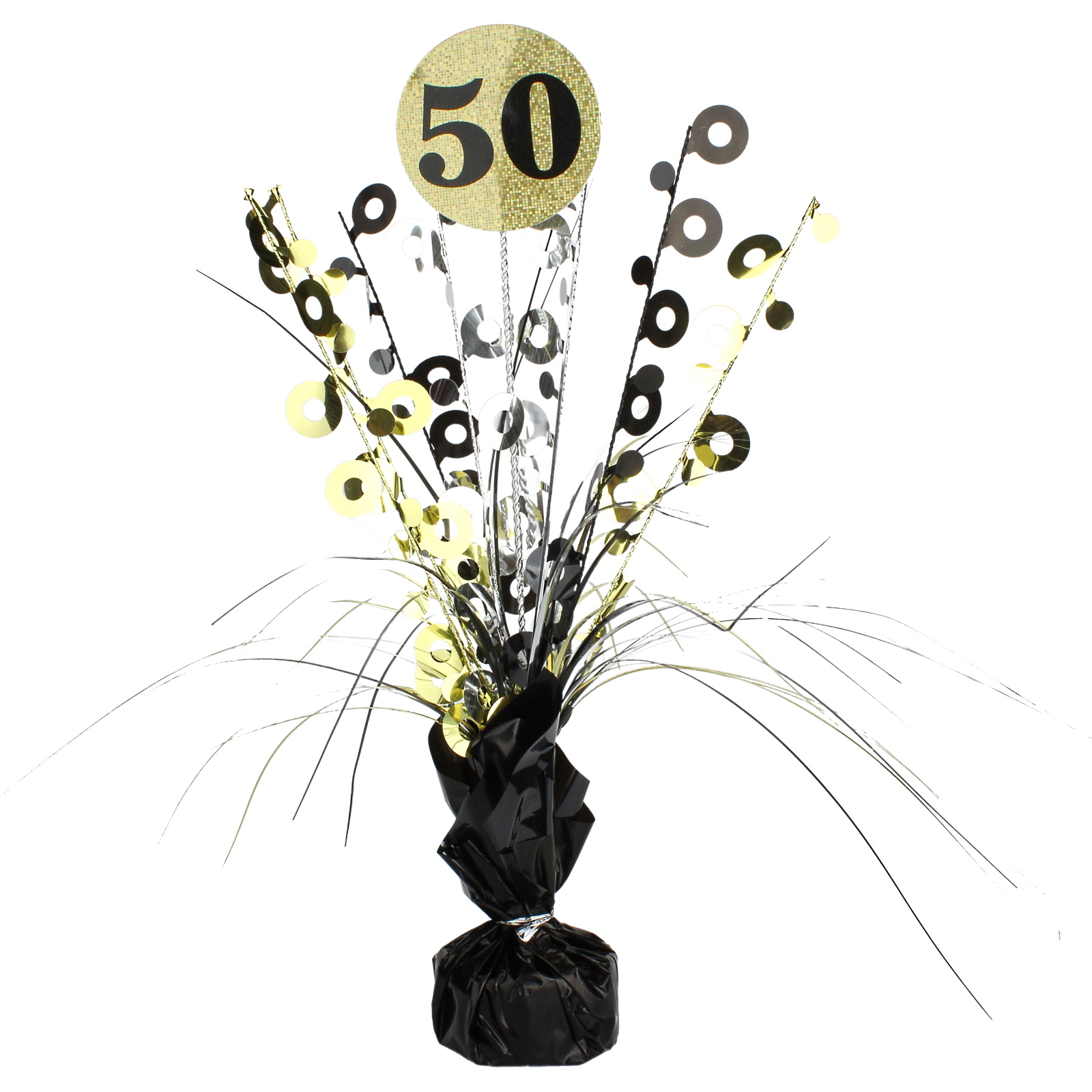 Prismatic Black and Gold 50th Birthday Spray Centrepiece