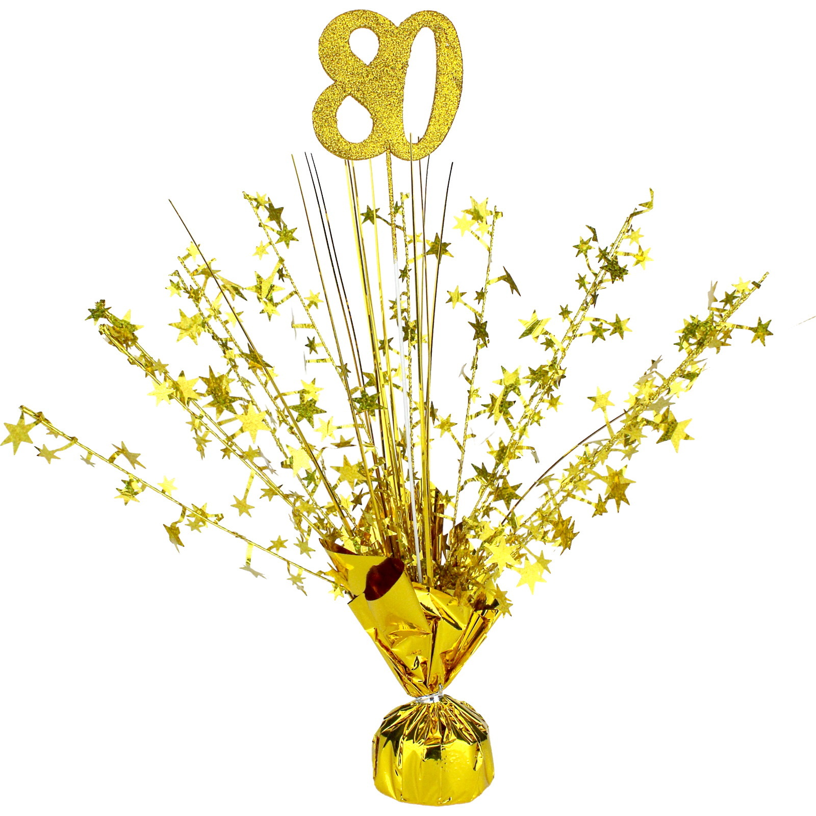 80th Birthday Gold Star Foil Spray Centrepiece