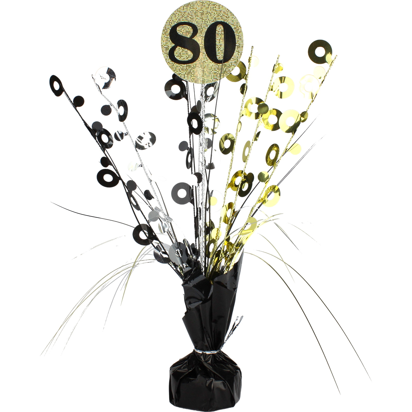 Prismatic Black and Gold 80th Birthday Spray Centrepiece