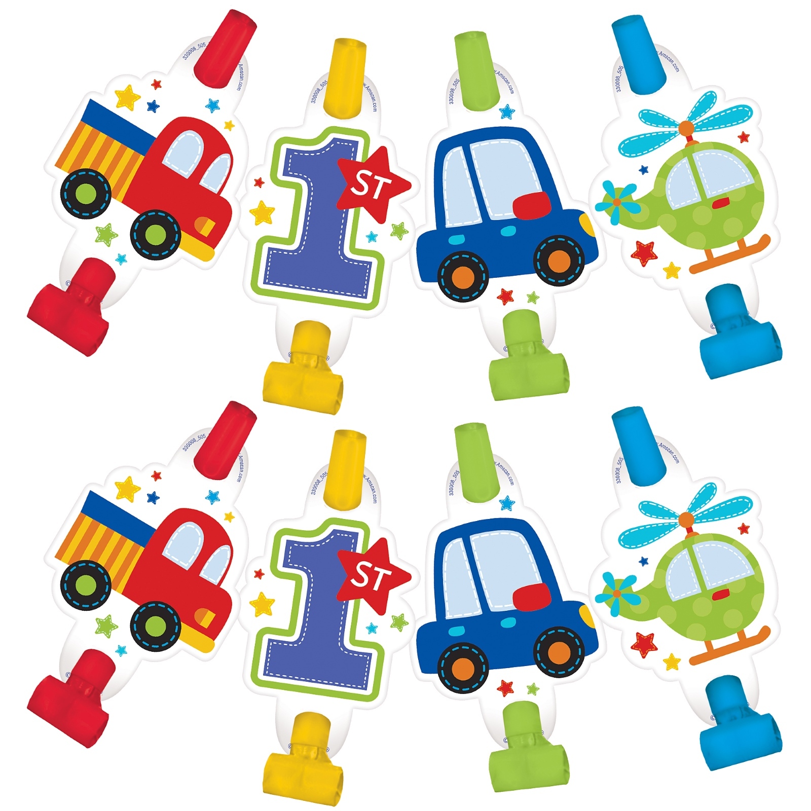 All Aboard Boy 1st Birthday Party Blowers (Pack of 8)