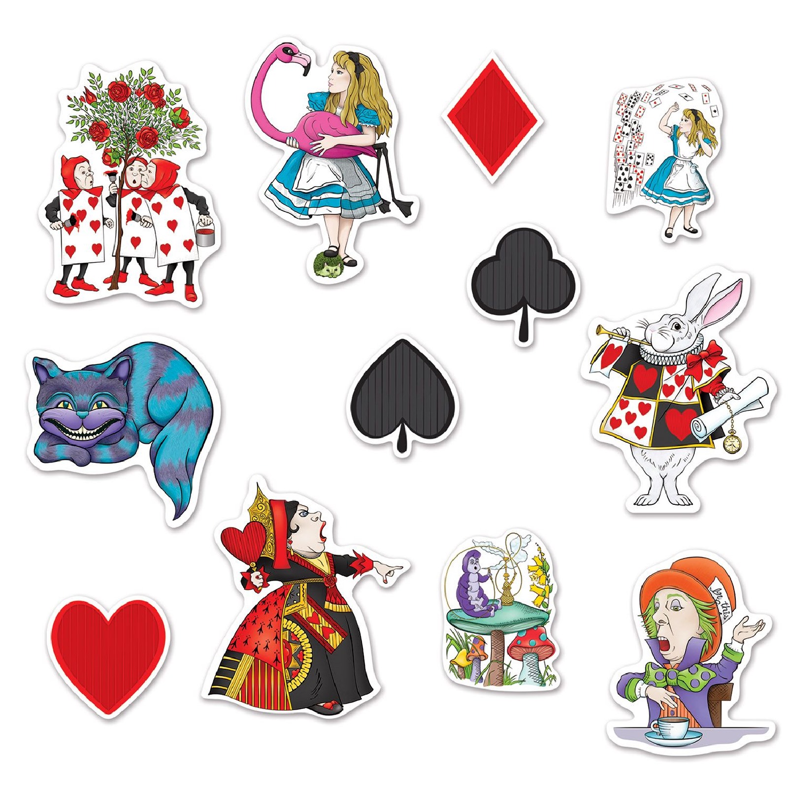 Alice In Wonderland Cutout Wall Decorations (Pack of 12)
