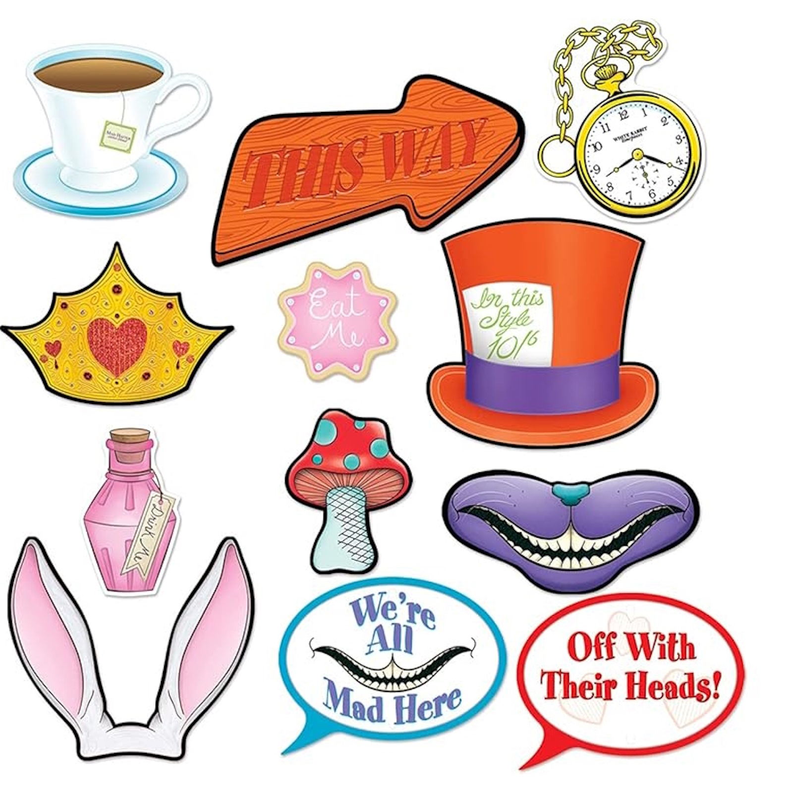 Alice In Wonderland Photo Fun Signs (Pack of 12)