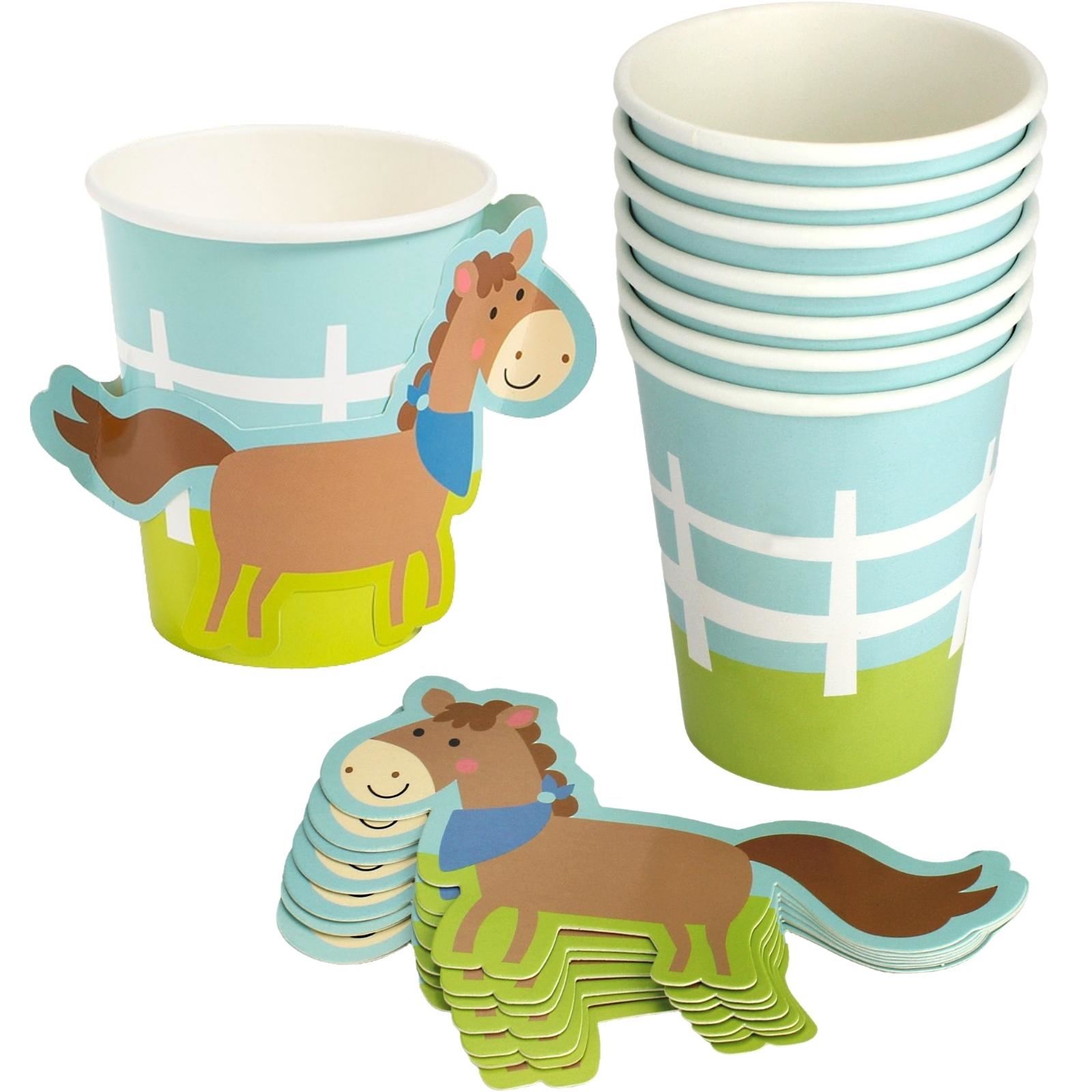 Farm Party Fun Horse Wrap Paper Cups (Pack of 8)