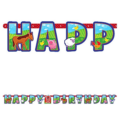 Barnyard Animals Happy Birthday Party Banner