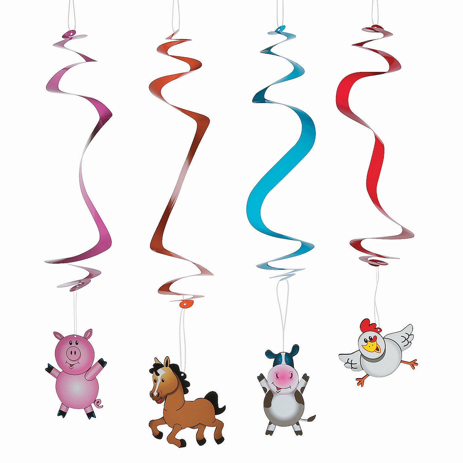 Farm Animal Swirl Decorations (Pack of 12)