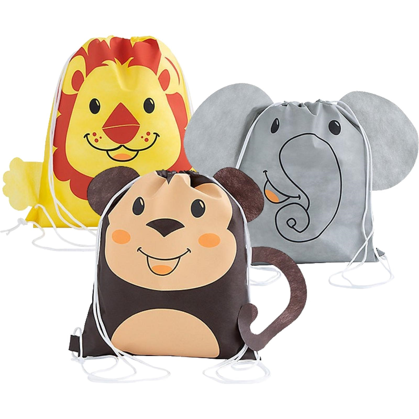 Jungle Animal Drawstring Bags (Pack of 12)