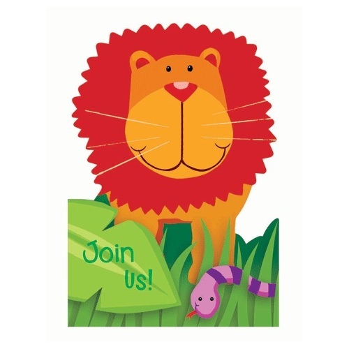 Jungle Animals Invitations (Pack of 8)