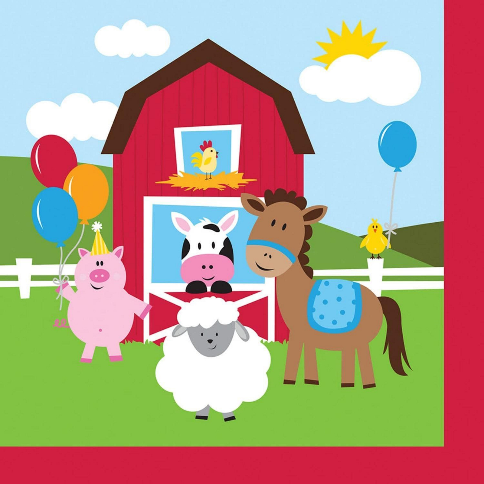 Farmhouse Fun Large Napkins / Serviettes (Pack of 16)