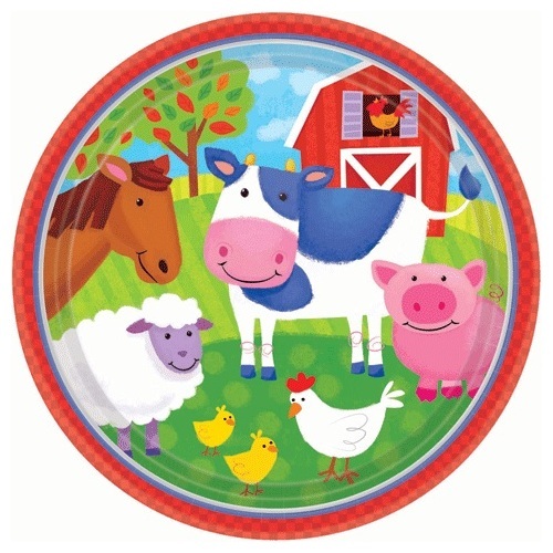 Barnyard Animals Large Paper Plates (Pack of 8)