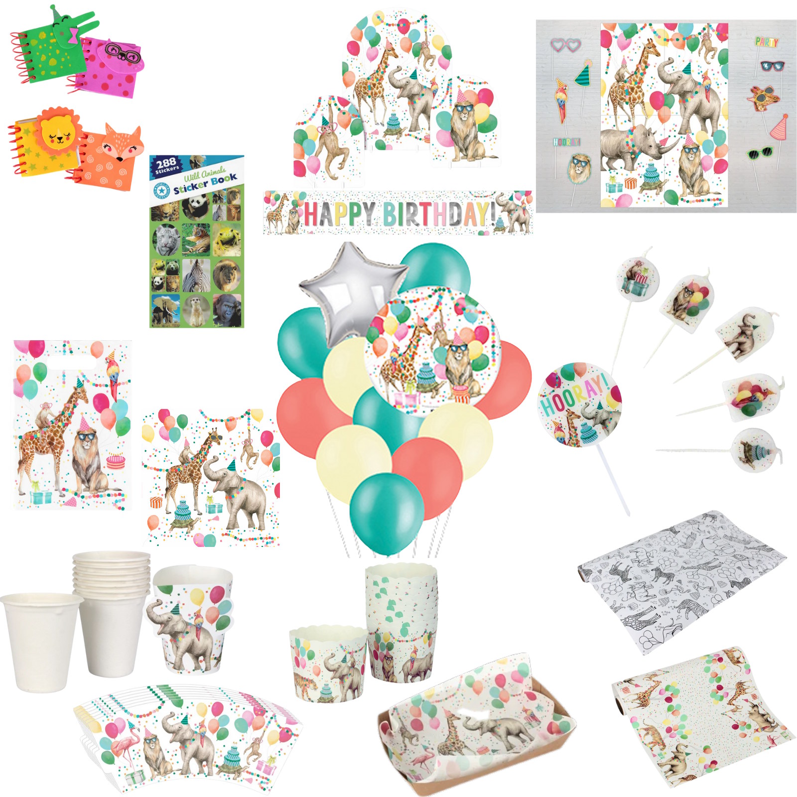 Wild Party Animals Mega Party Set for 8 Guests 