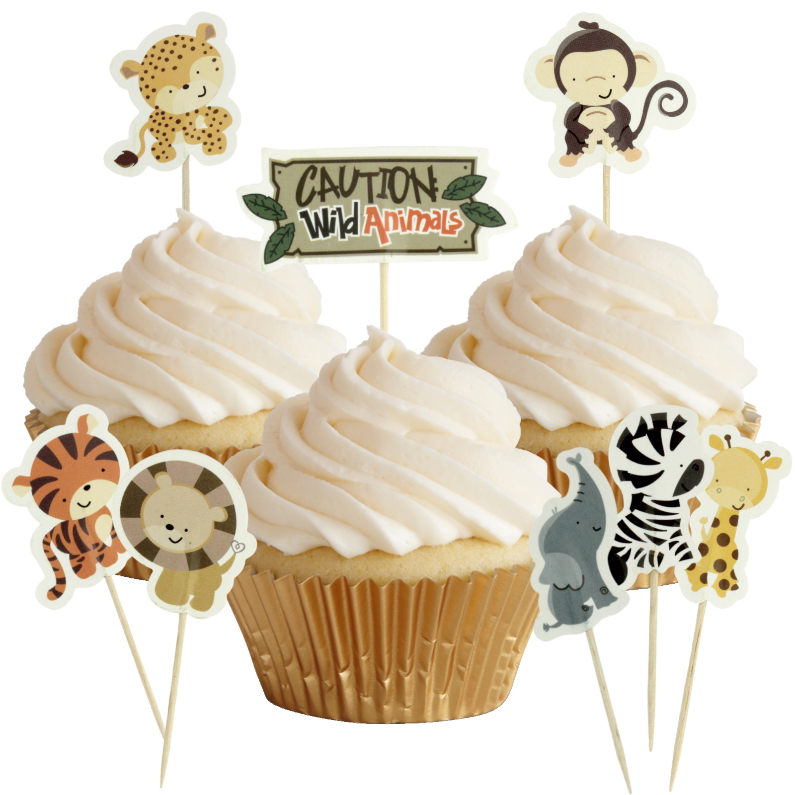 Wild Jungle Animals Cupcake Picks (Pack of 24)