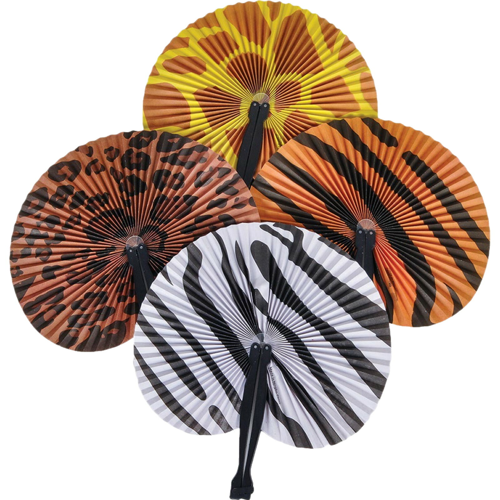 Safari Print Paper Fans (Pack of 12)