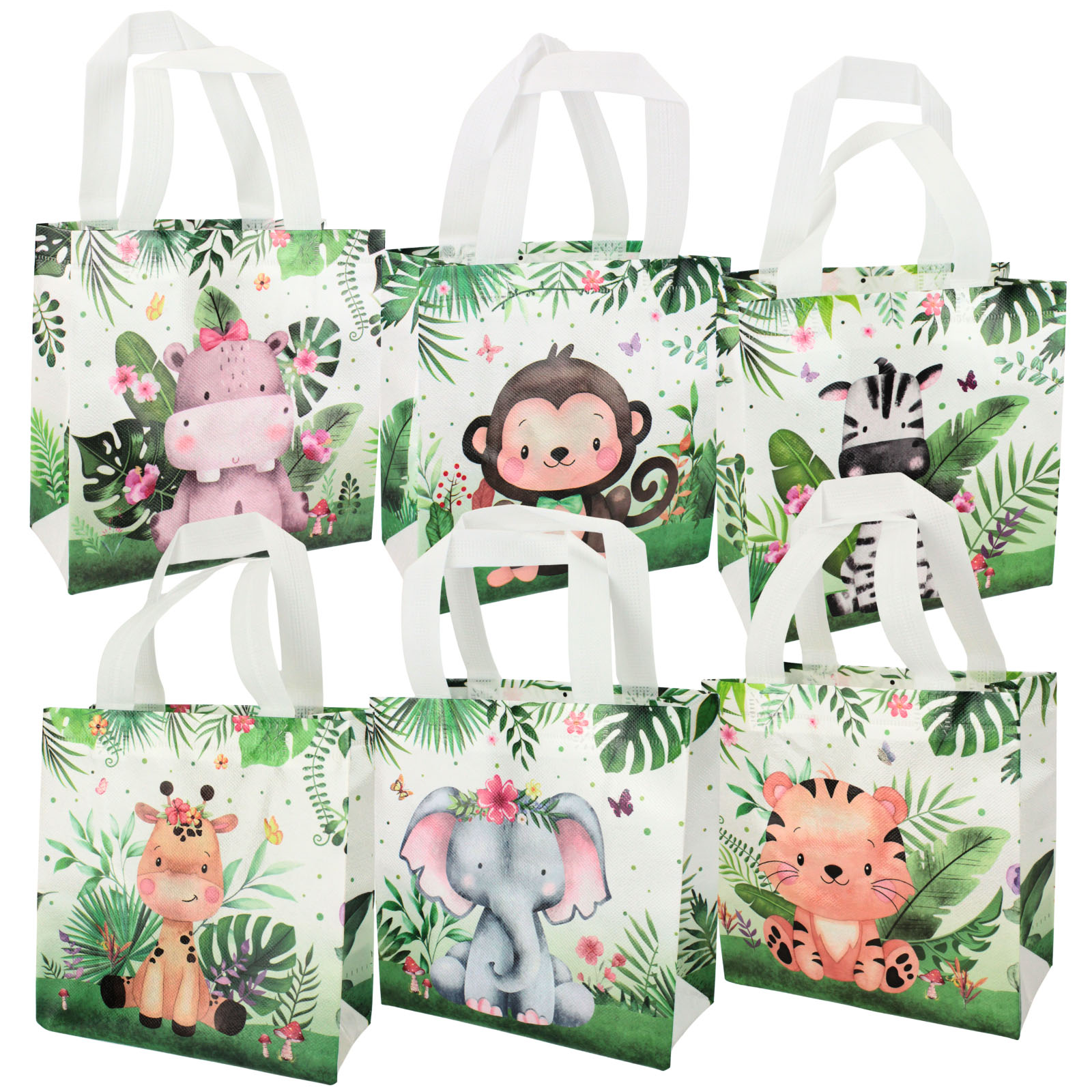 Jungle Animals Party Tote Bags (Pack of 12)