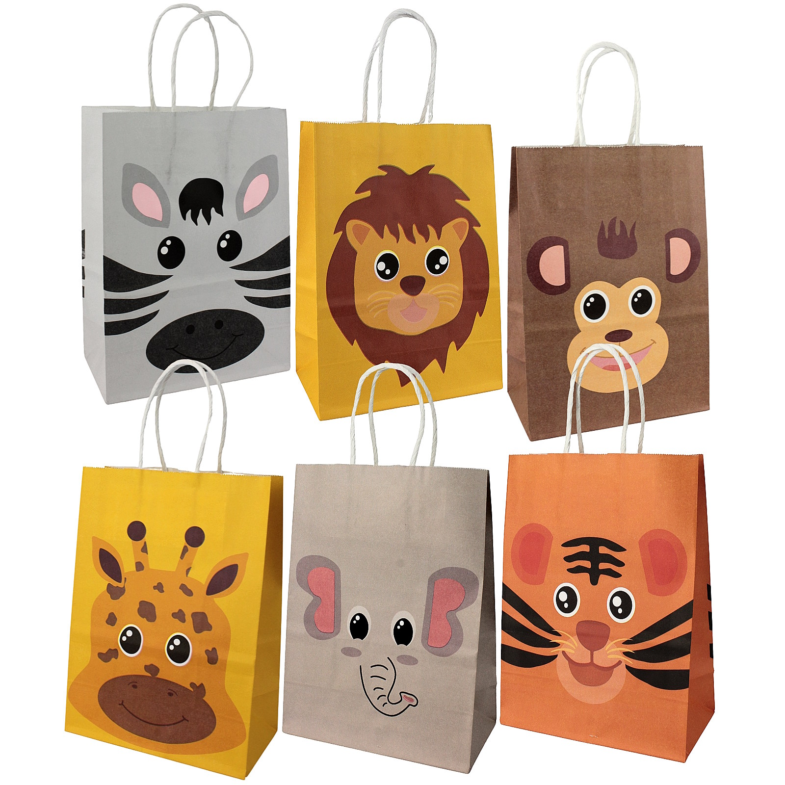 Jungle Animals Paper Gift Bags (Pack of 12)