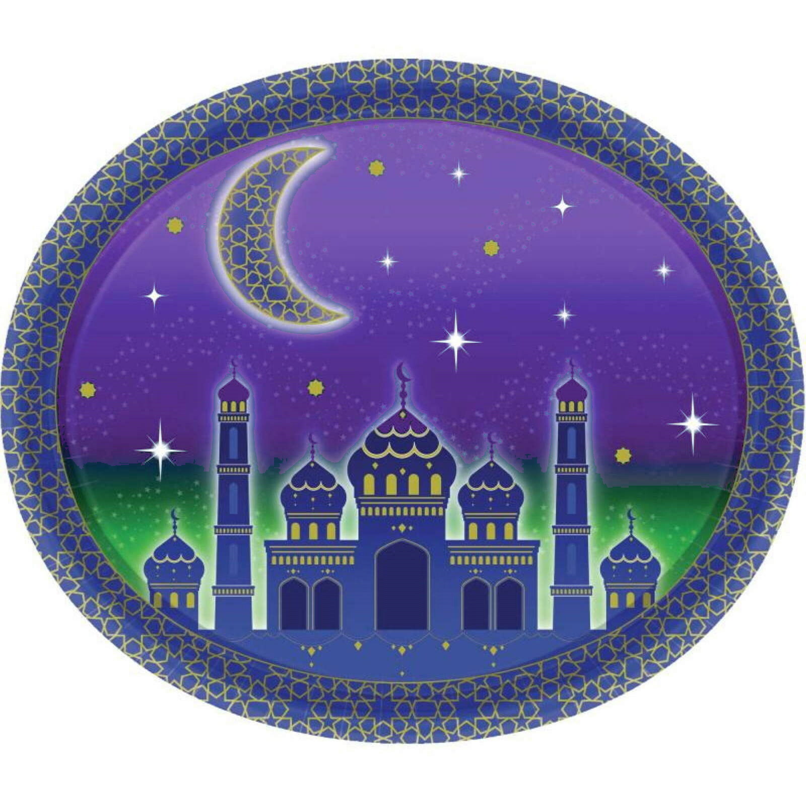 Moon and Stars Large Oval Paper Plates (Pack of 8)