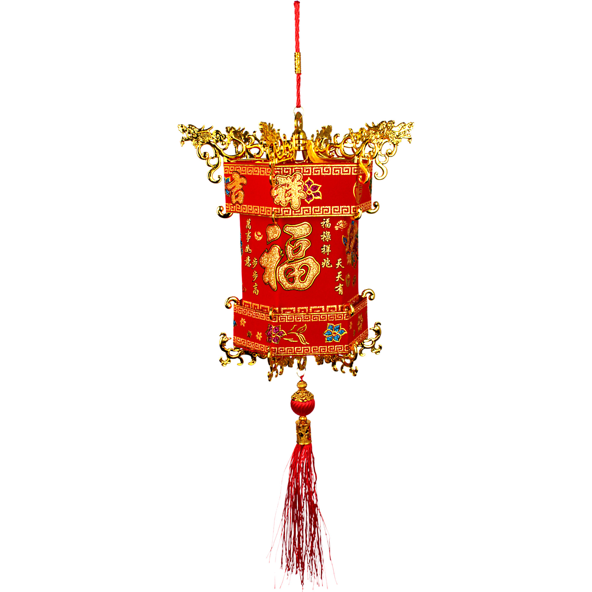 Foldable Red Chinese New Year Lantern With Tassel