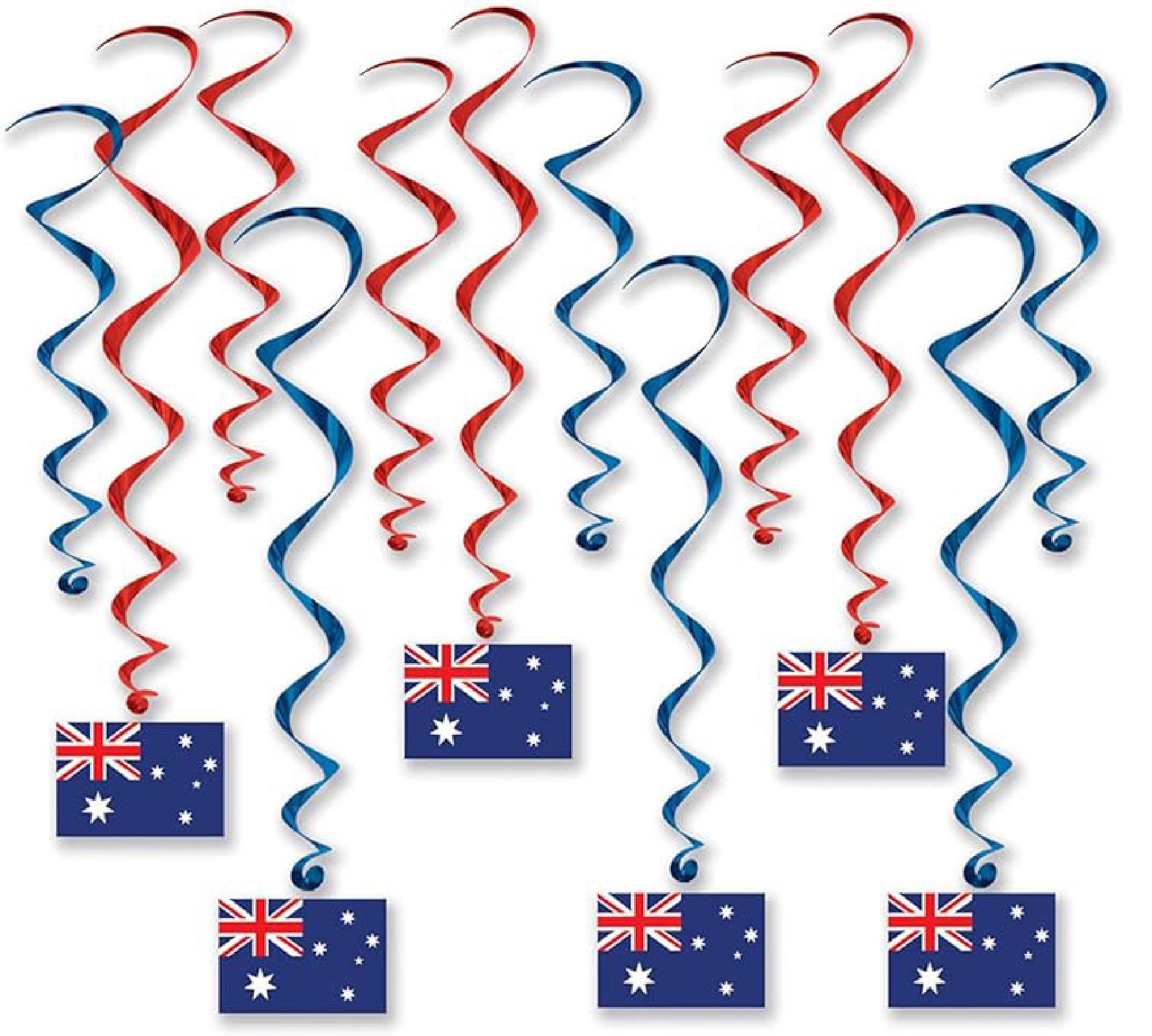 Australian Flag Swirl Decorations (Pack of 12)  
