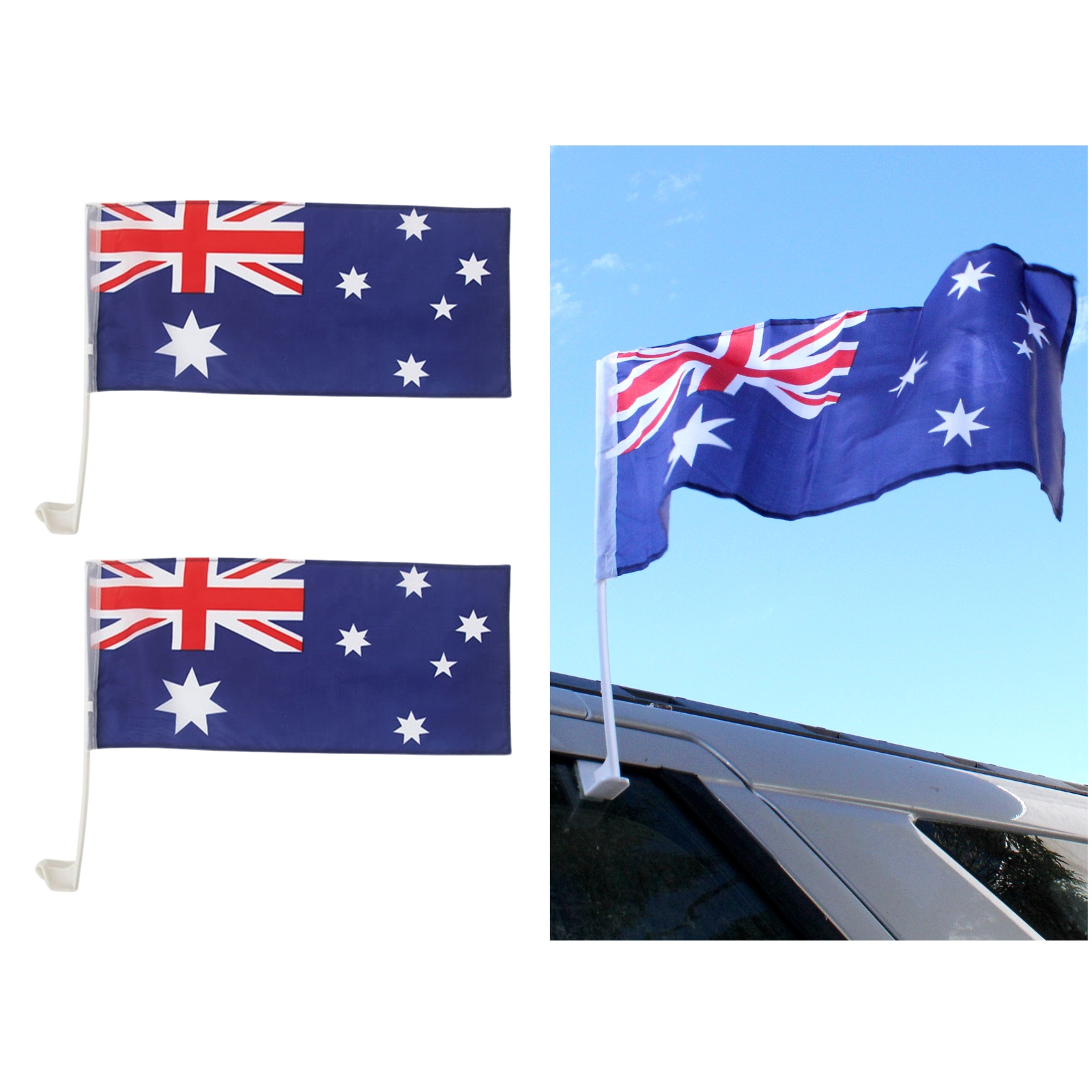 Aussie Car Flags 44cm x 24cm (Pack of 2)