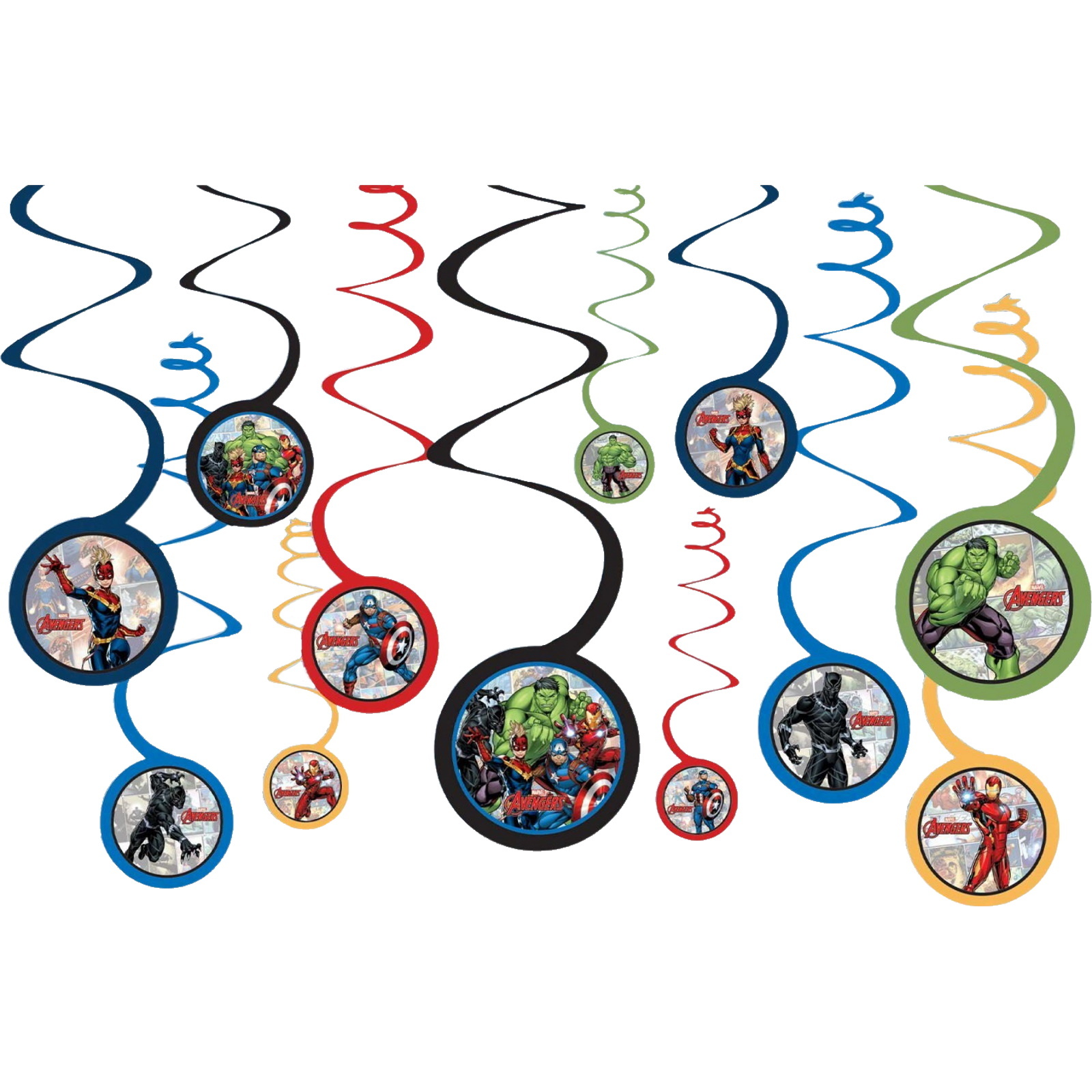 Marvel Avengers Powers Unite Swirl Decorations (Pack of 12)