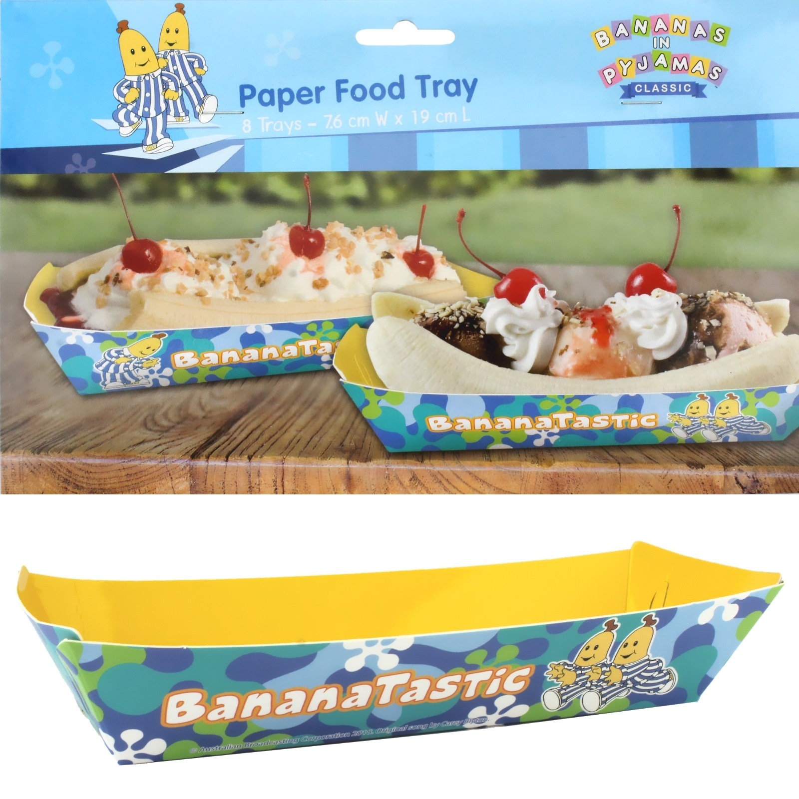 Bananas in Pyjamas Paper Food Trays 19cm x 7cm (Pack of 8)