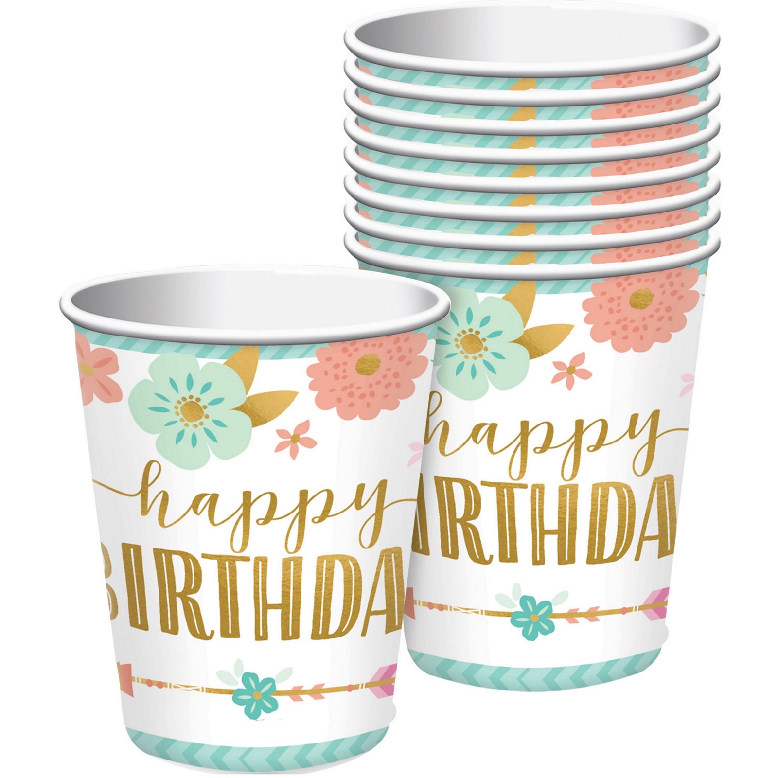 Boho Birthday Girl Paper Cups (Pack of 8)