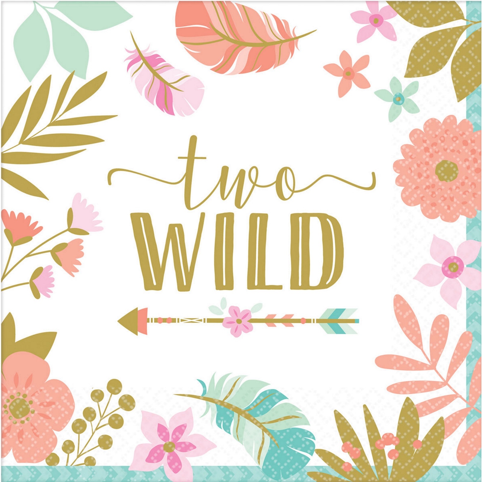 Boho Birthday Girl 2nd Large Napkins / Serviettes (Pack of 16)