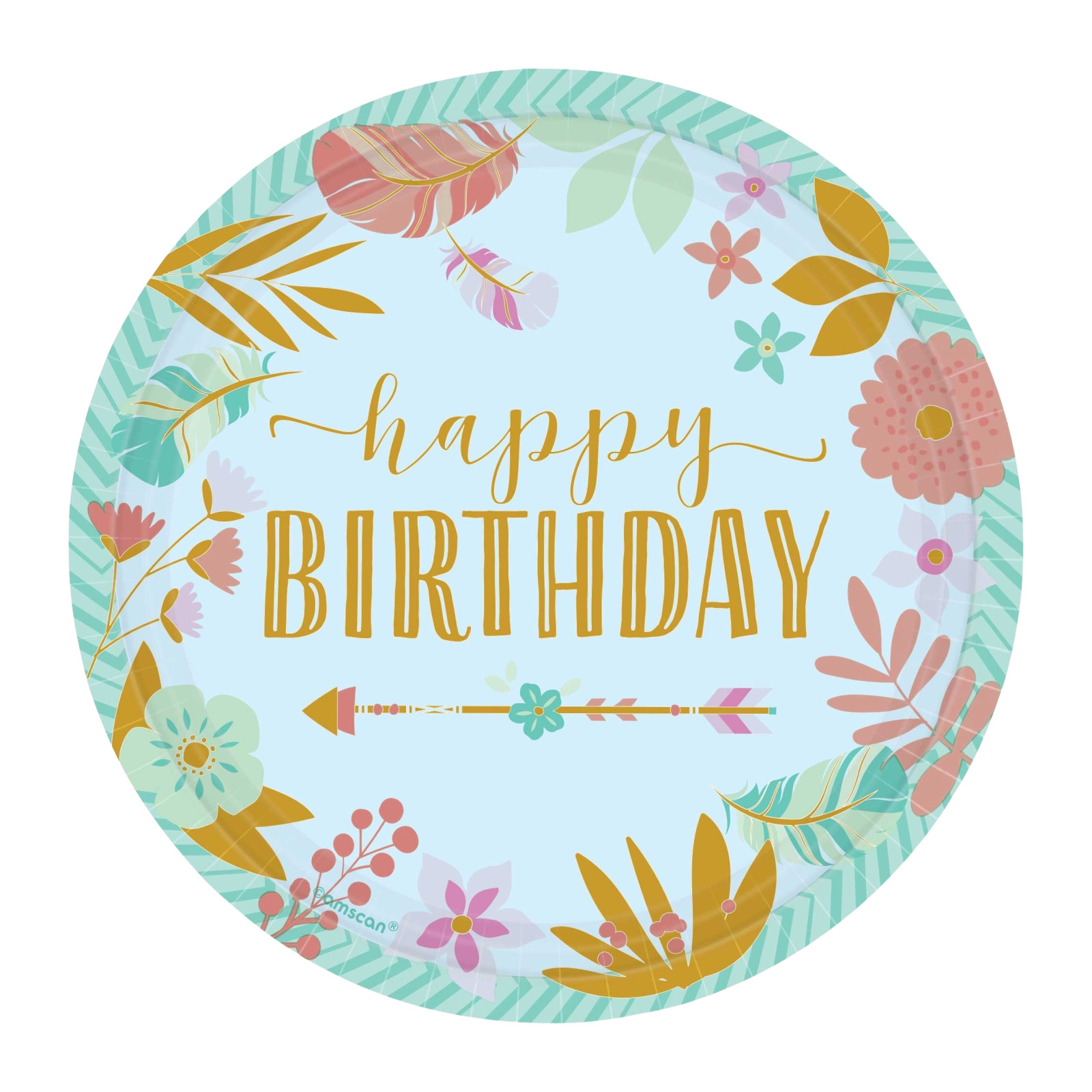 Boho Birthday Girl Small Paper Plates (Pack of 8)