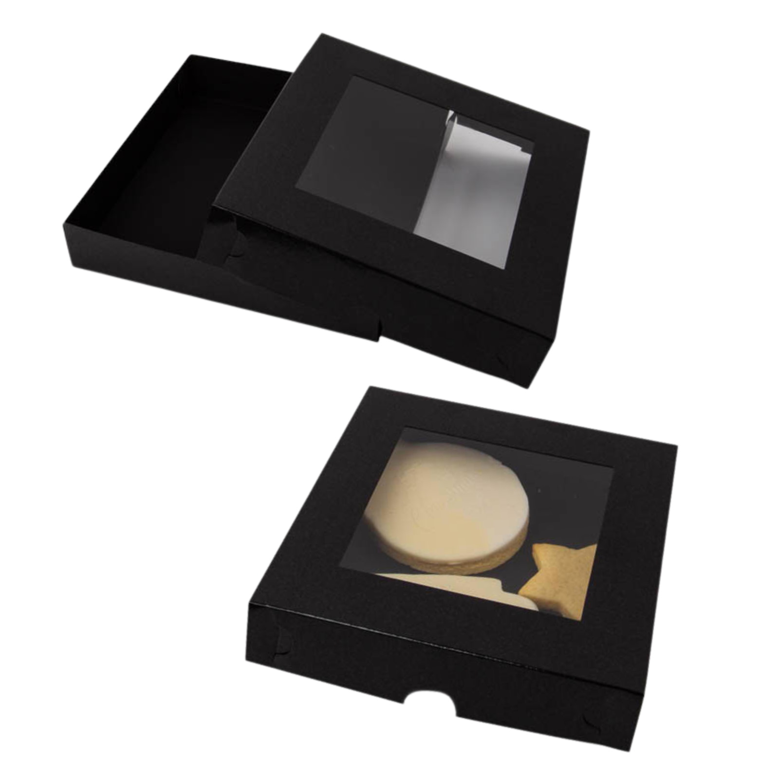 Coo Kie Small Black Square Cookie / Chocolate Box With Window 15.5cm 
