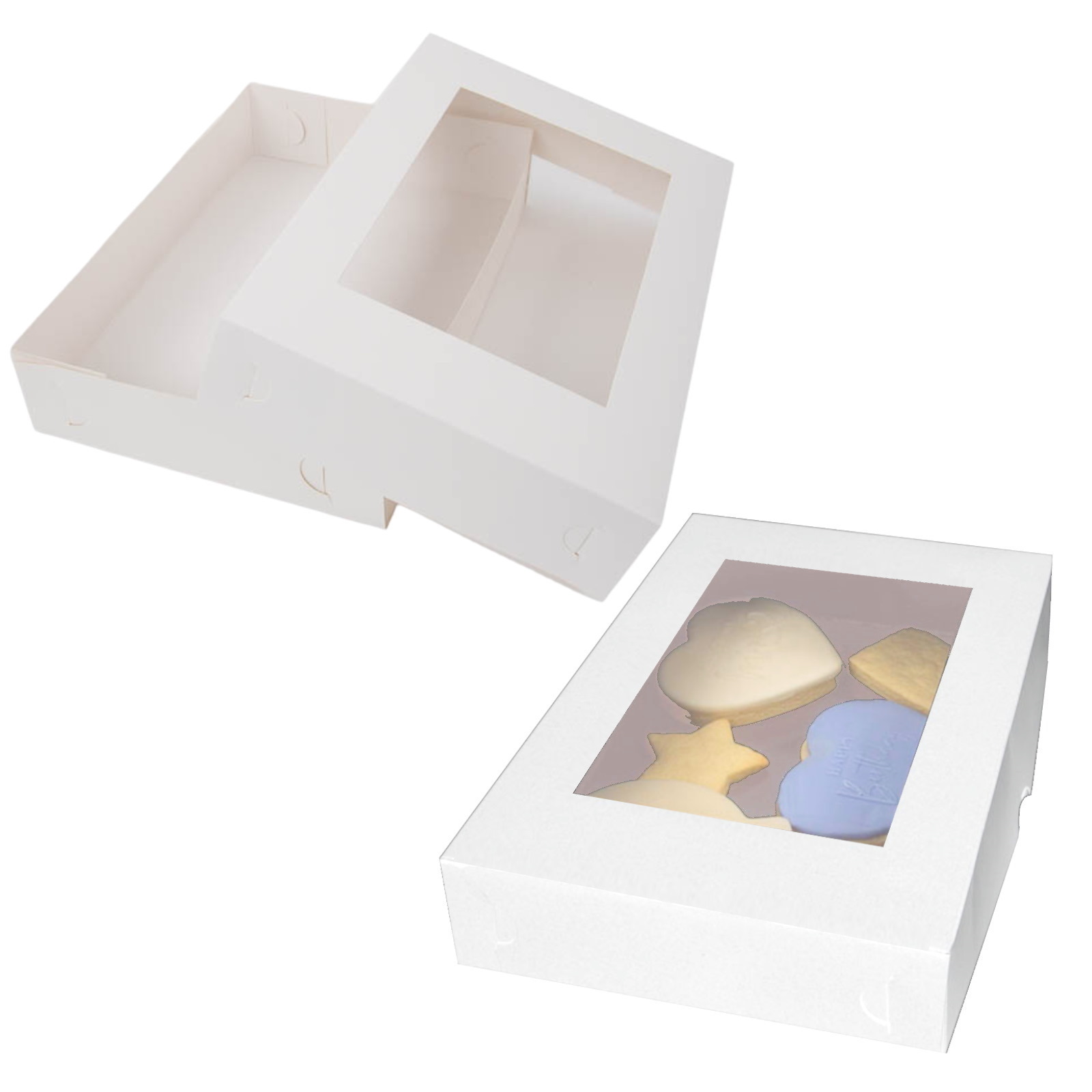 Coo Kie Large White Rectangle Cookie / Chocolate Box With Window 25.5cm 